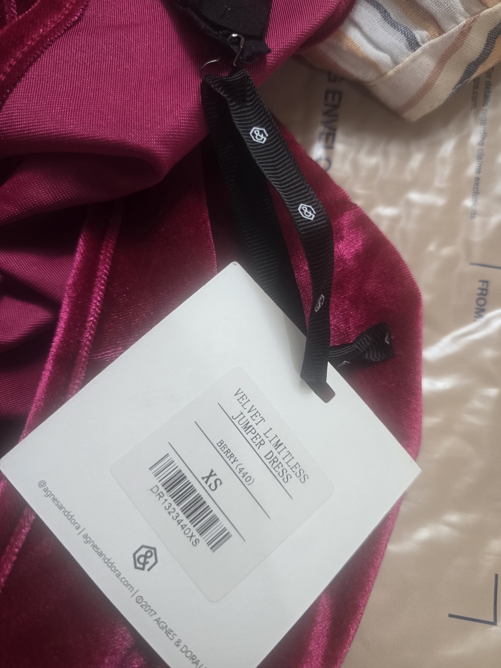 Agnes & Dora Fuchsia Velvet Pinafore Dress - Picture 9 of 9